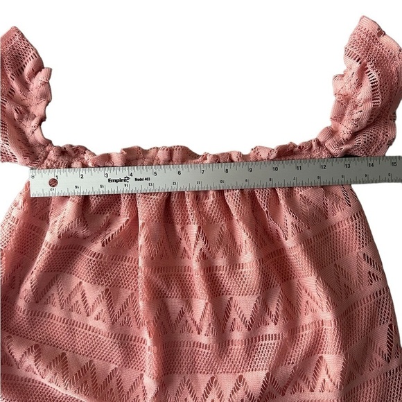 Freebird pink crochet knit boho peasant sleeve crop top size Small - Picture 8 of 8